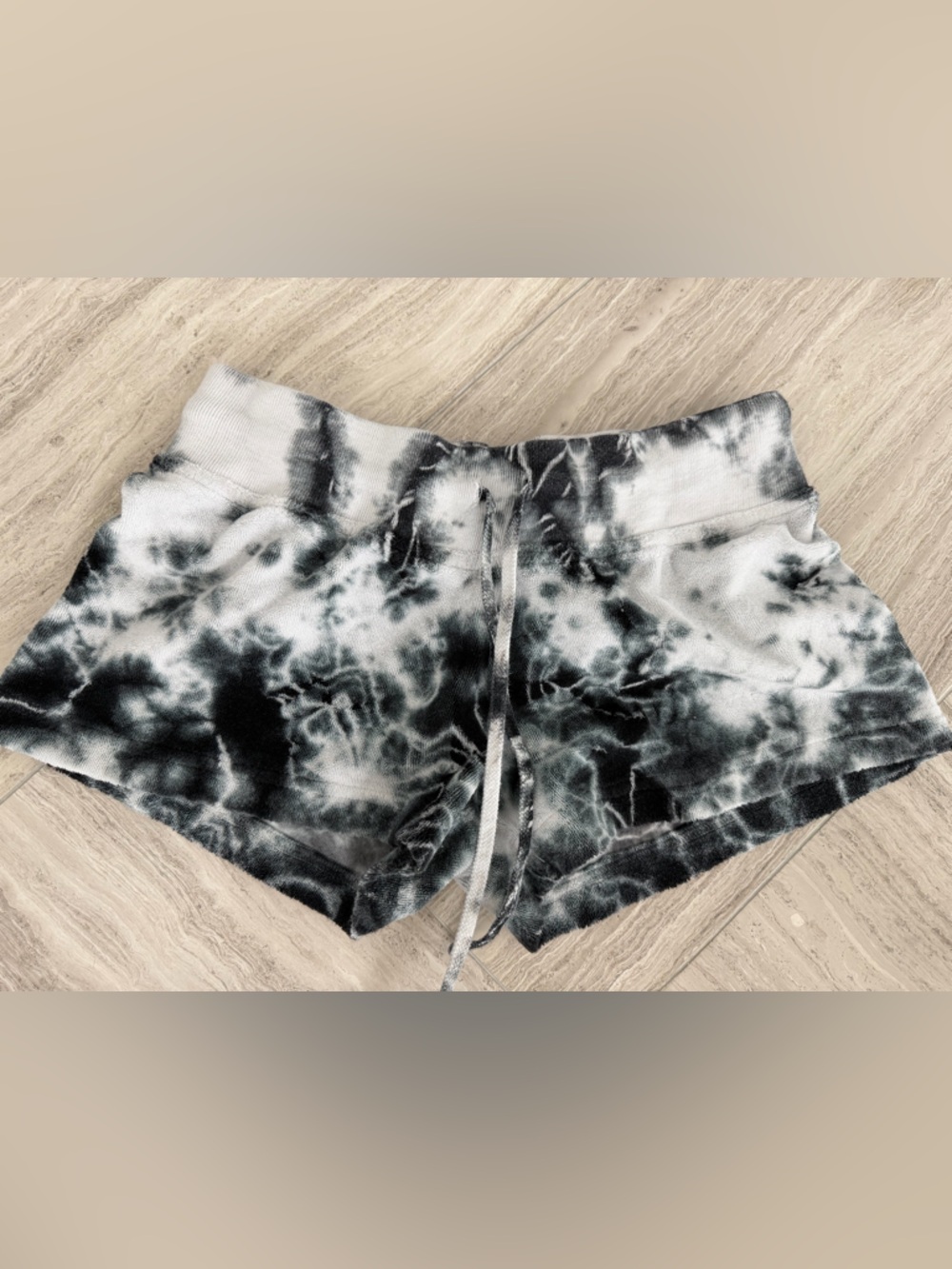 Hard Tail Low Rise Black/White Multi Terry Shorts Junior Girls Size Small